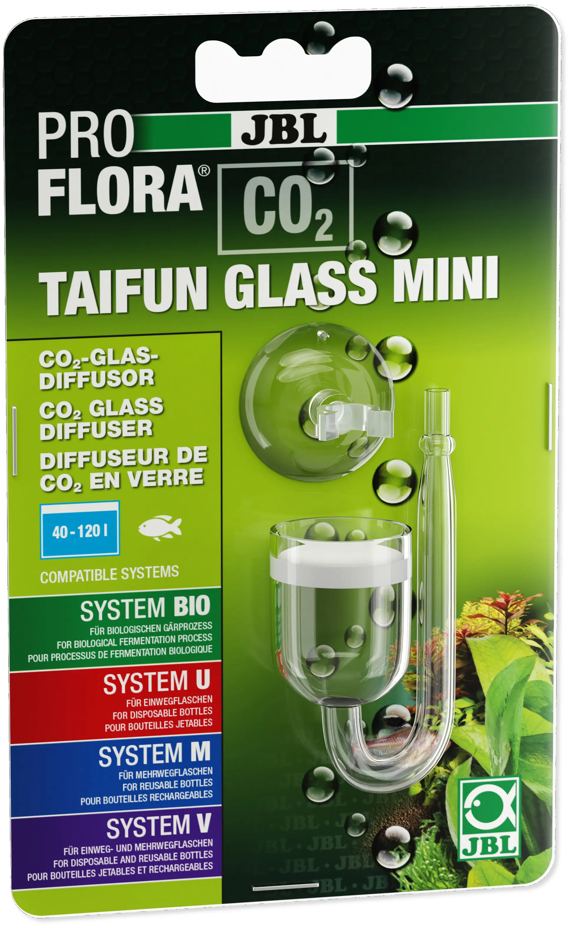 JBL ProFlora CO2 Taifun Glass Mini, diffuseur de CO2