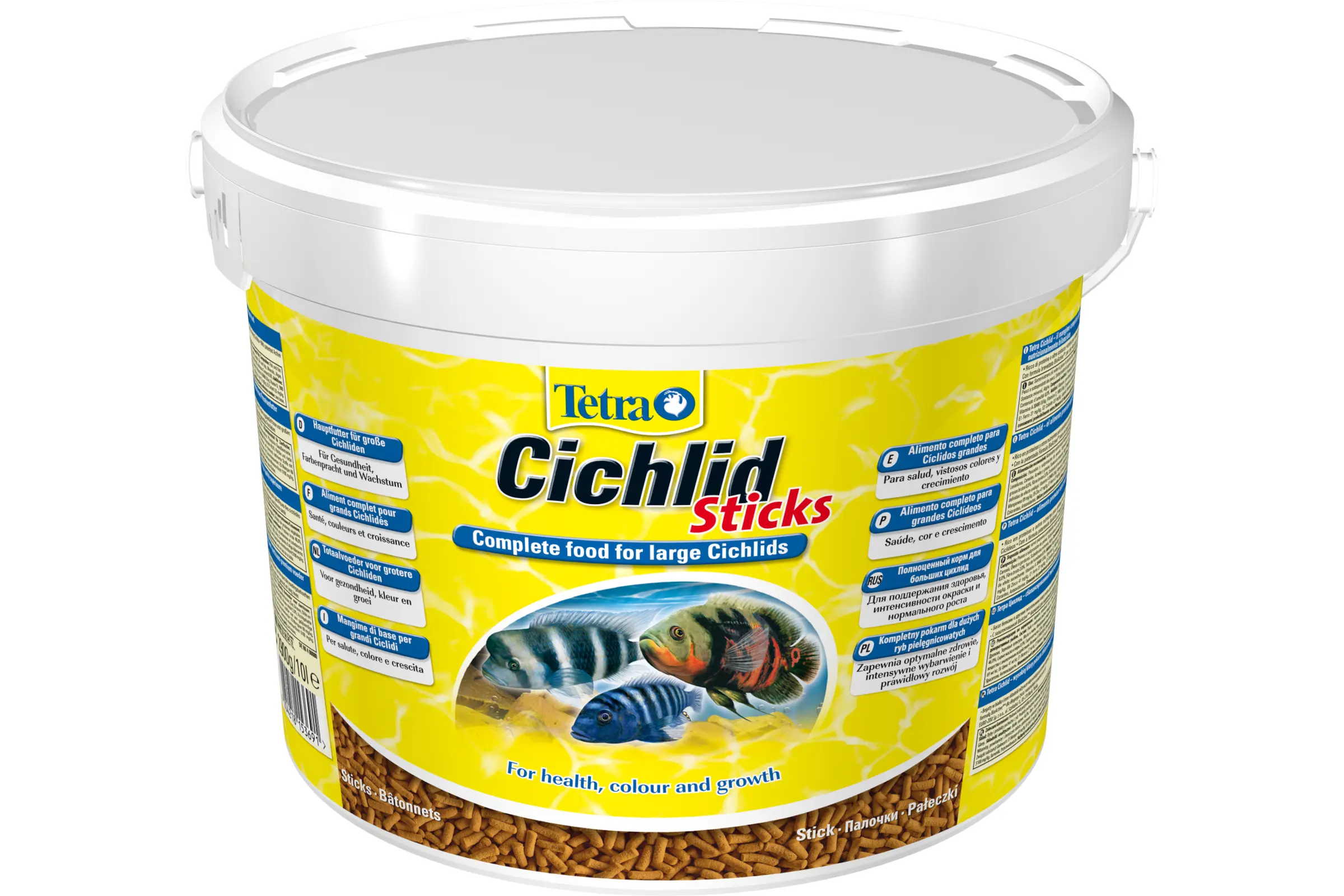 Tetra Cichlid Sticks, sticks d’alimentation principale, 10 litres