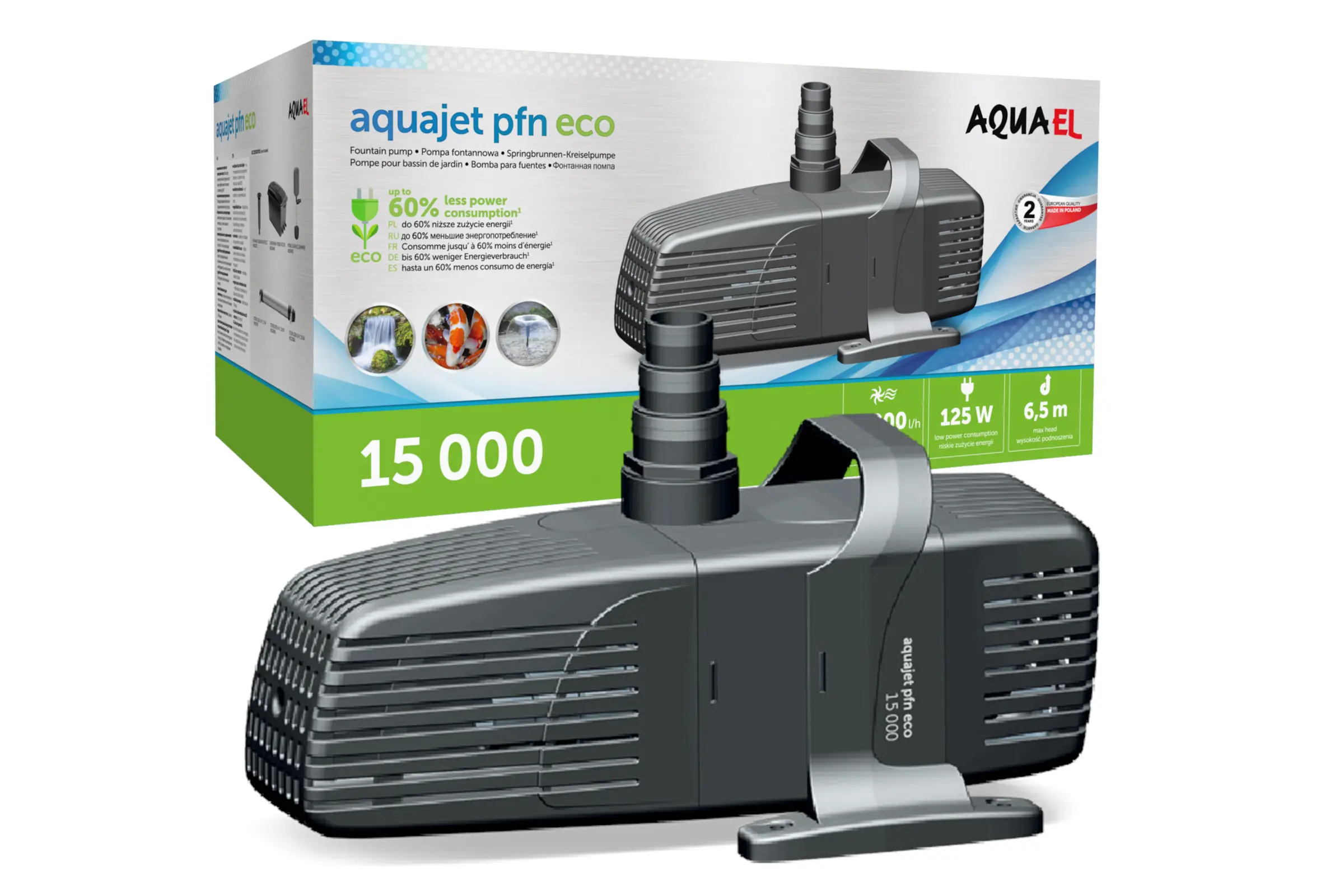 Pompe de bassin Aquael AquaJet PFN ECO 15000, pompe centrifuge pour fontaine
