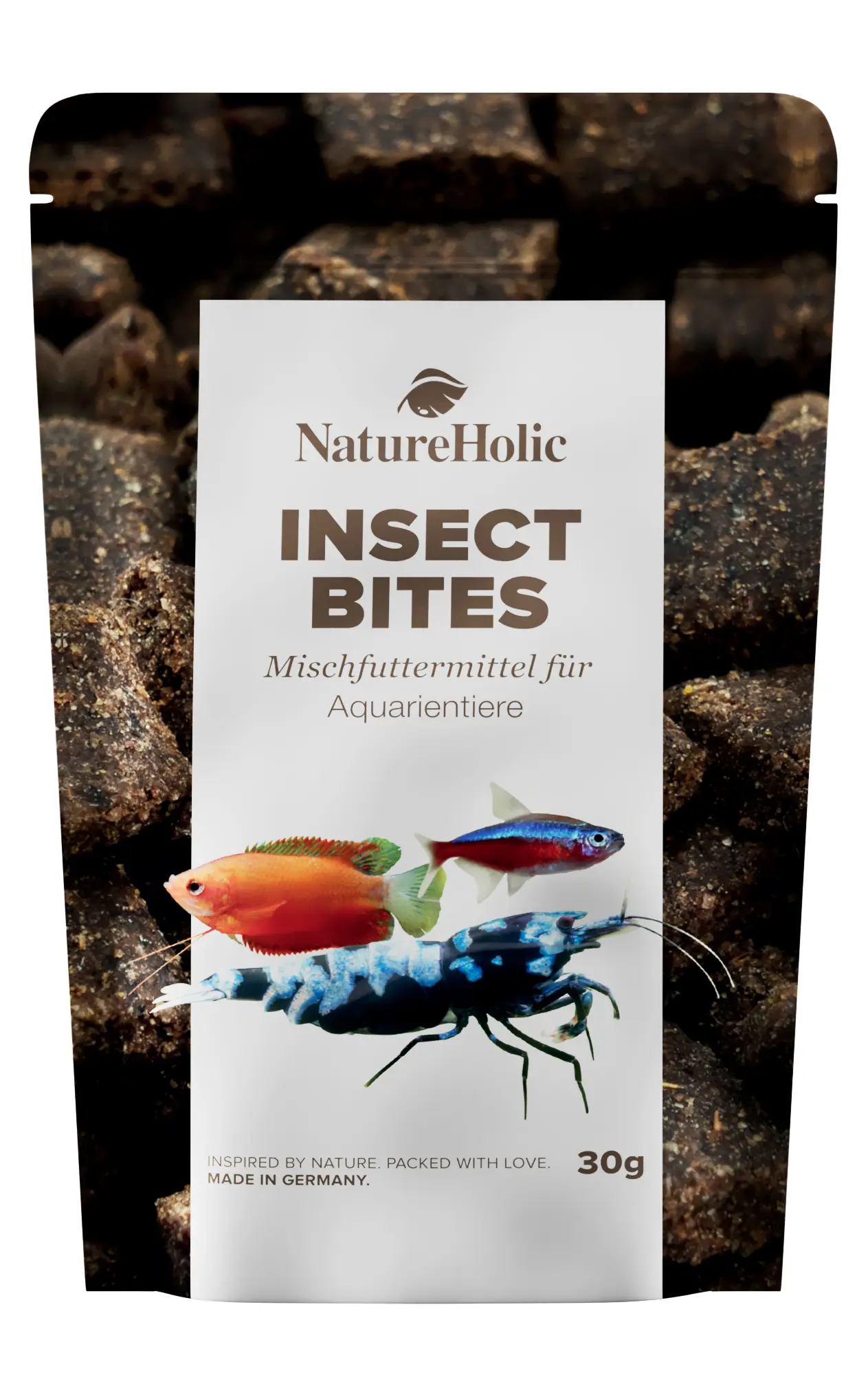 NatureHolic Insect Bites, nourriture pour crevettes & escargots, 30 g