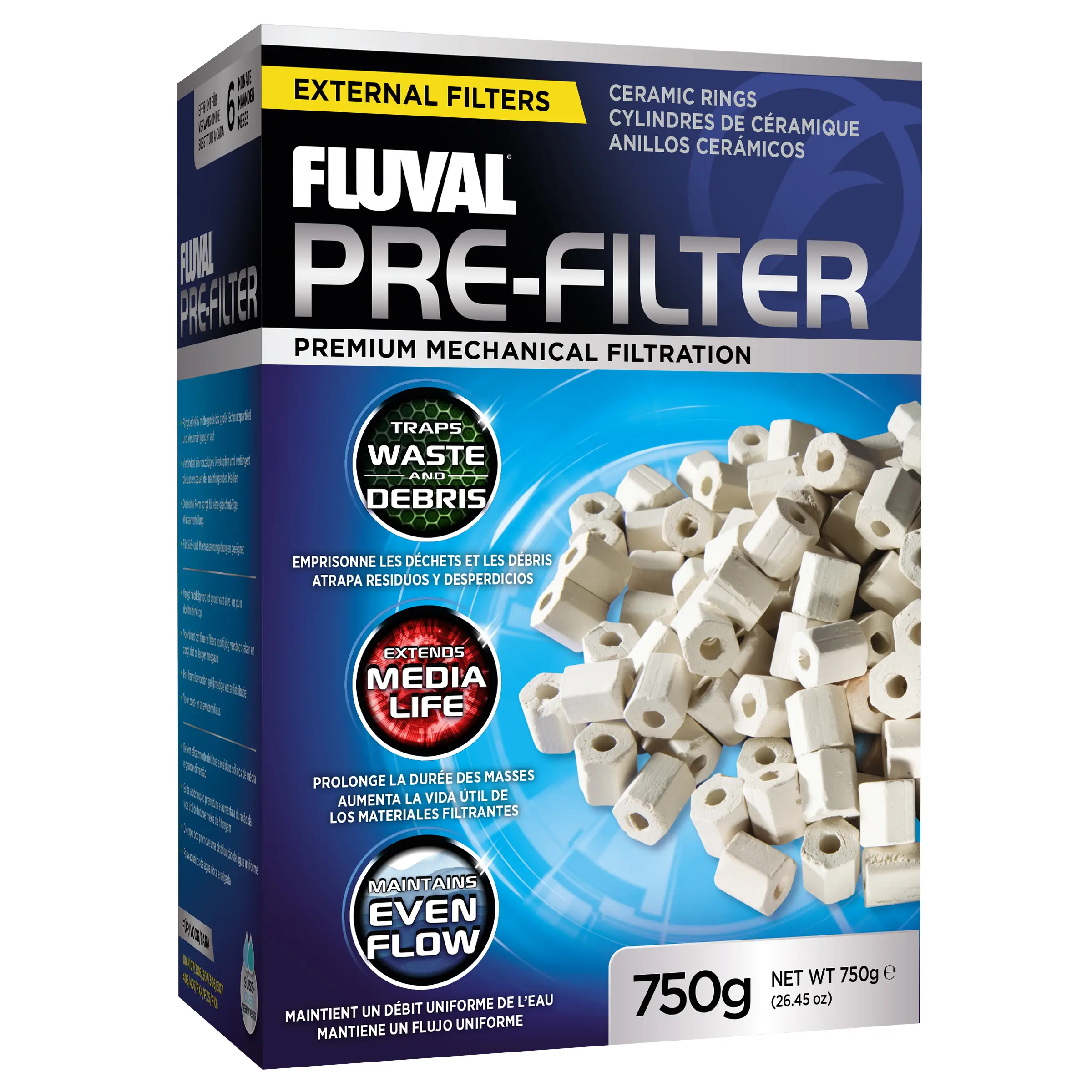 Fluval Matériau de préfiltration anneaux en céramique 750 g