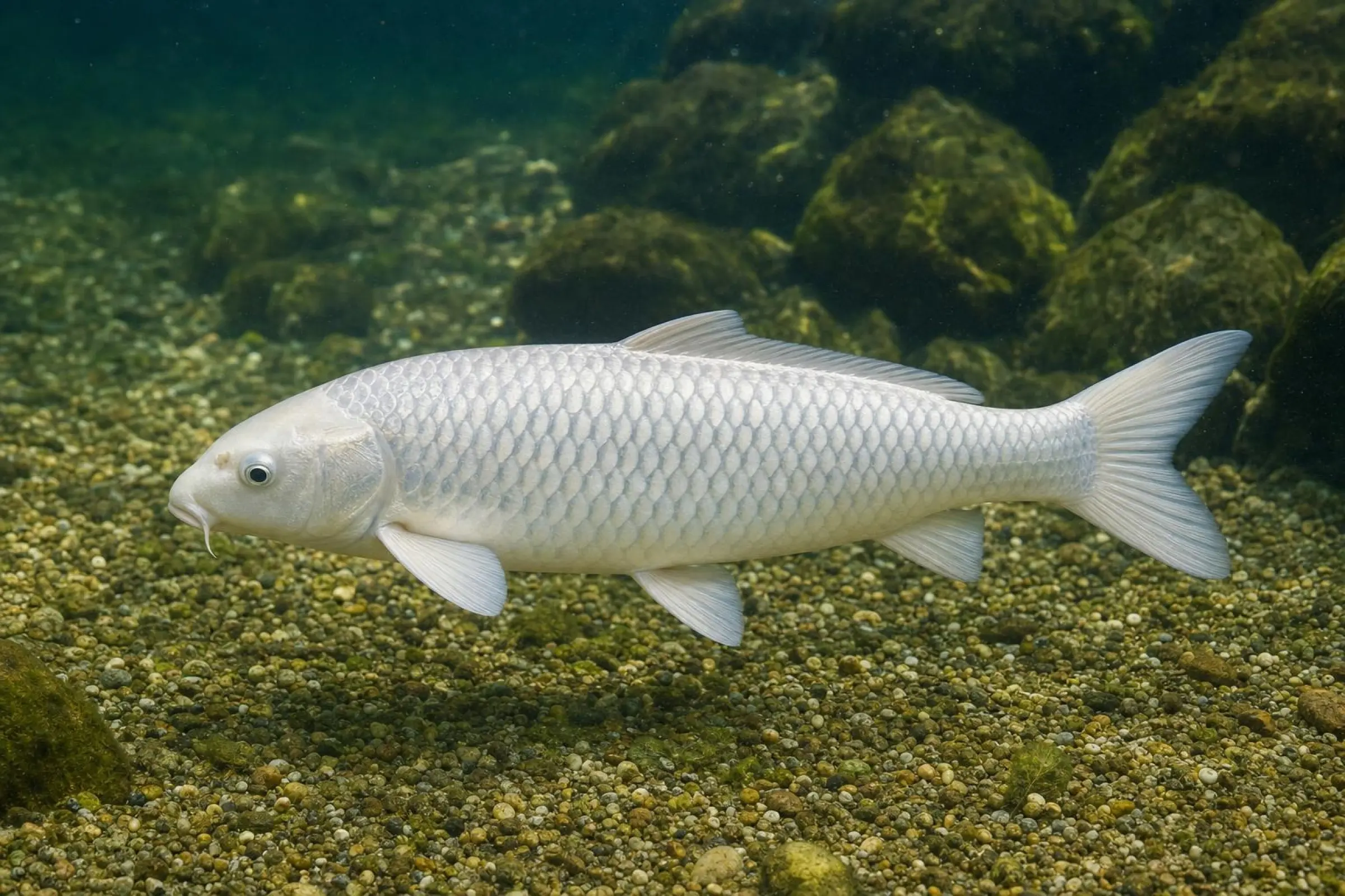 Koi Platin ogon (koi brillant blanc), Cyprinus carpio