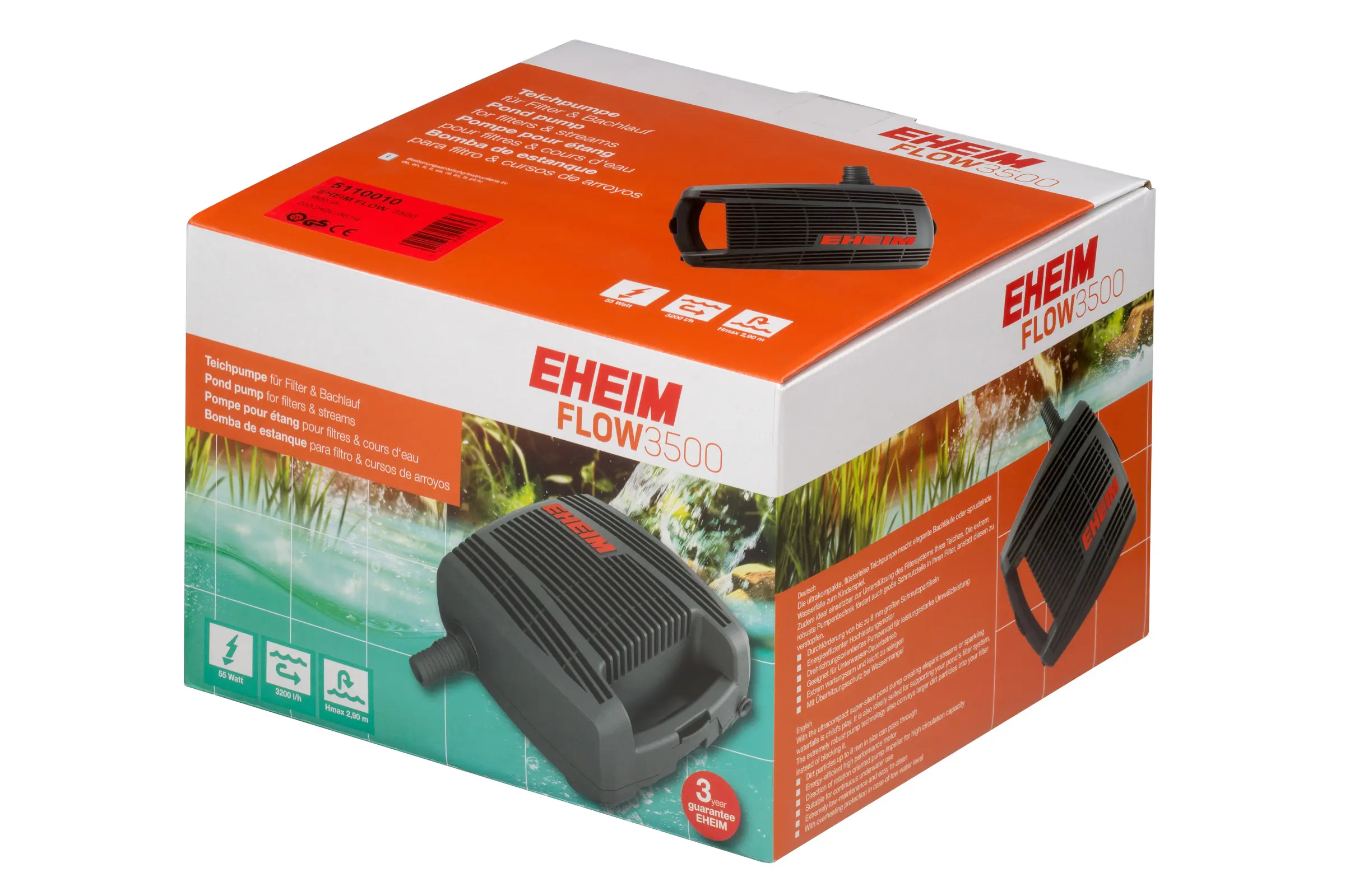 Eheim FLOW3500, pompe de bassin pour filtres et ruisseaux