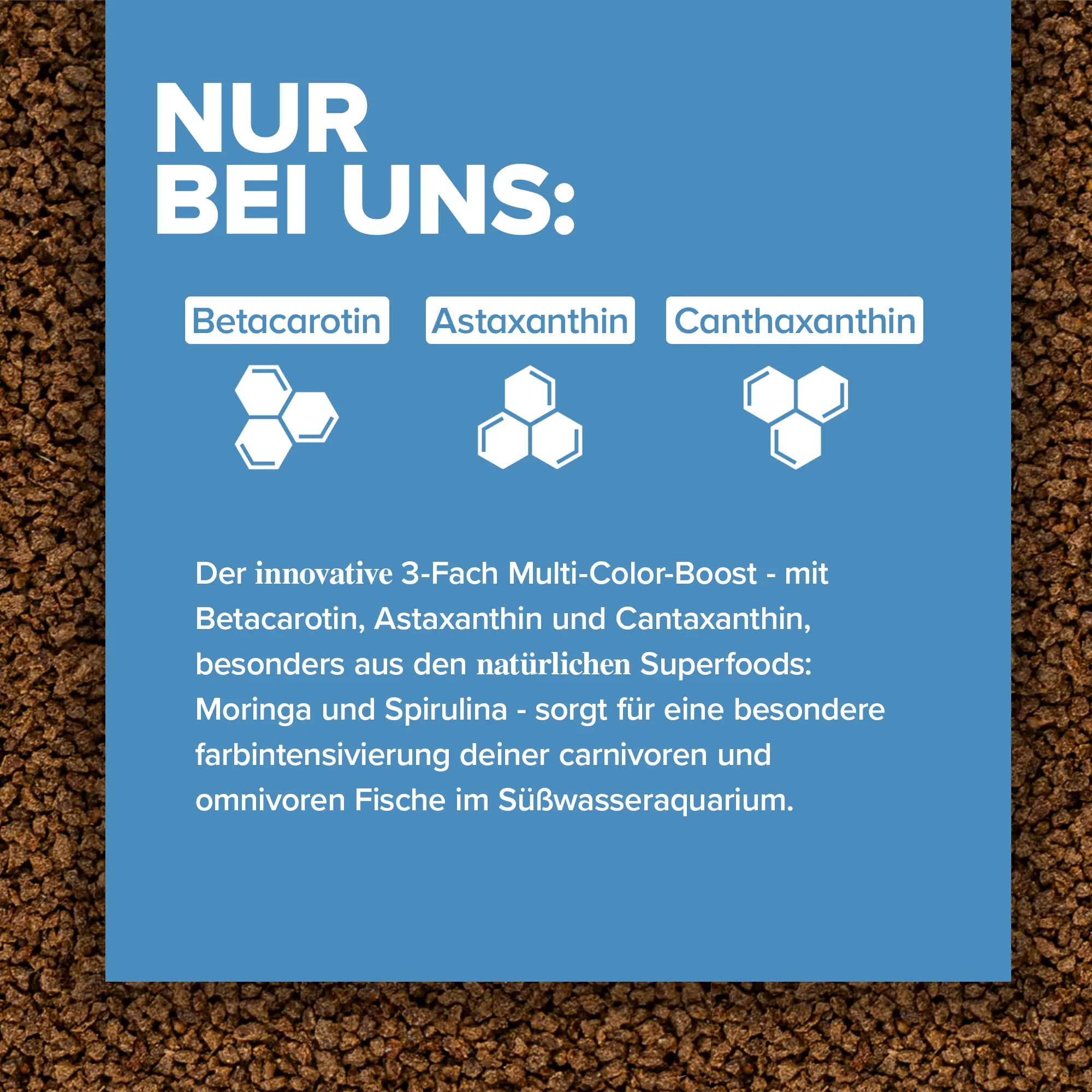 Grafik: Betacarotin, Astaxanthin, Canthaxanthin im Futter