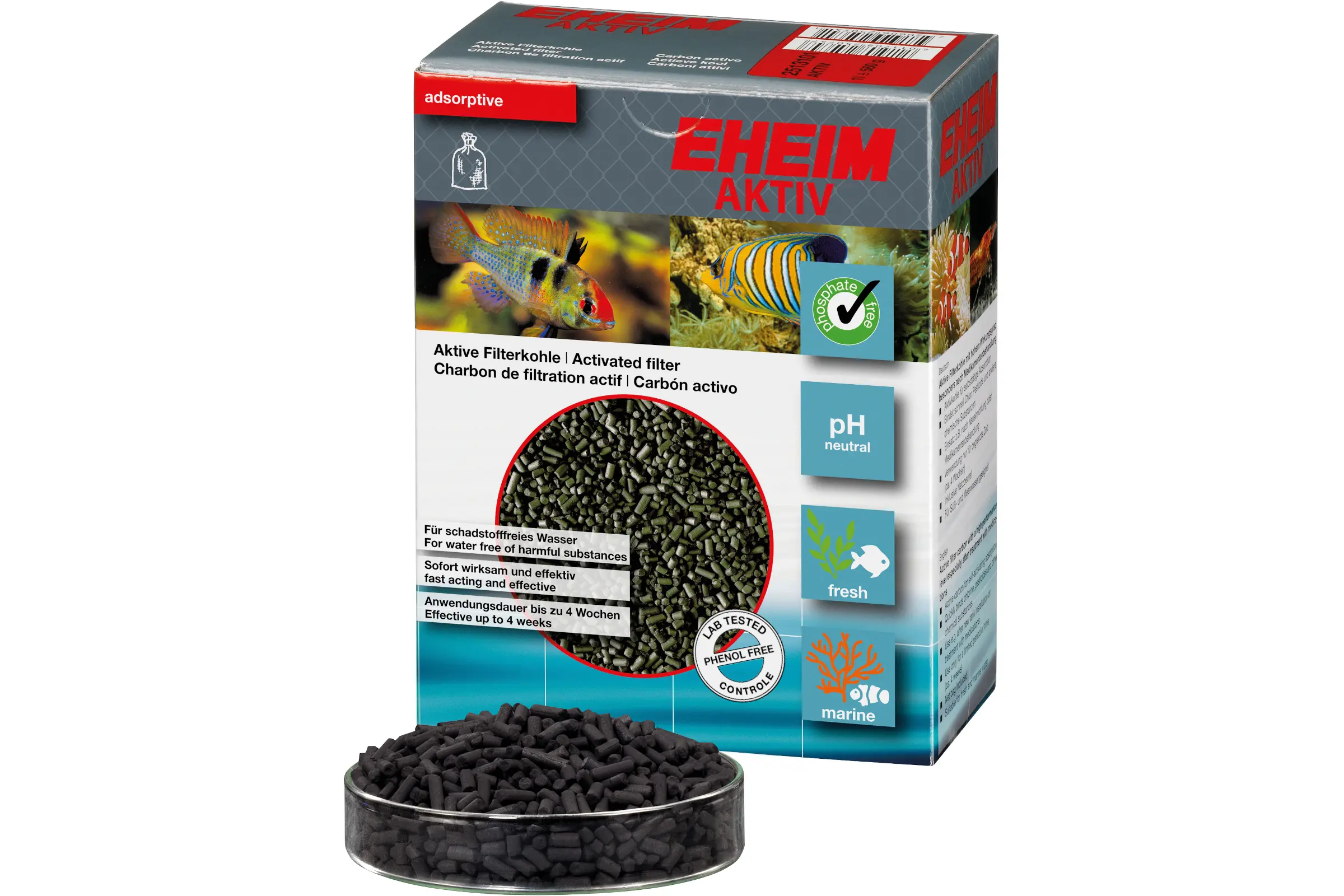 Eheim Aktiv 0,25l, 1l ou 2l de charbon actif, filet inclus