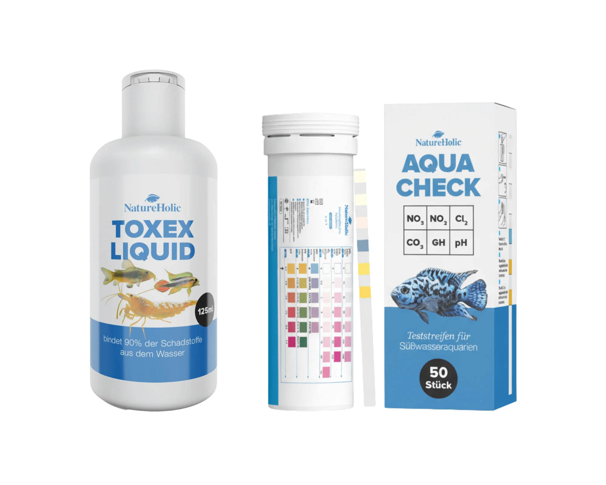 Toxex Liquid Flasche und Aqua Check Teststreifen Aquarien