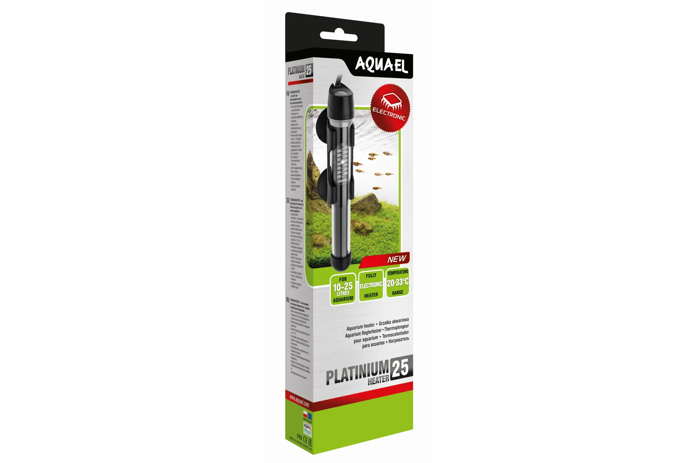 Aquael Platinium Heater, thermoplongeur en verre, 25 W