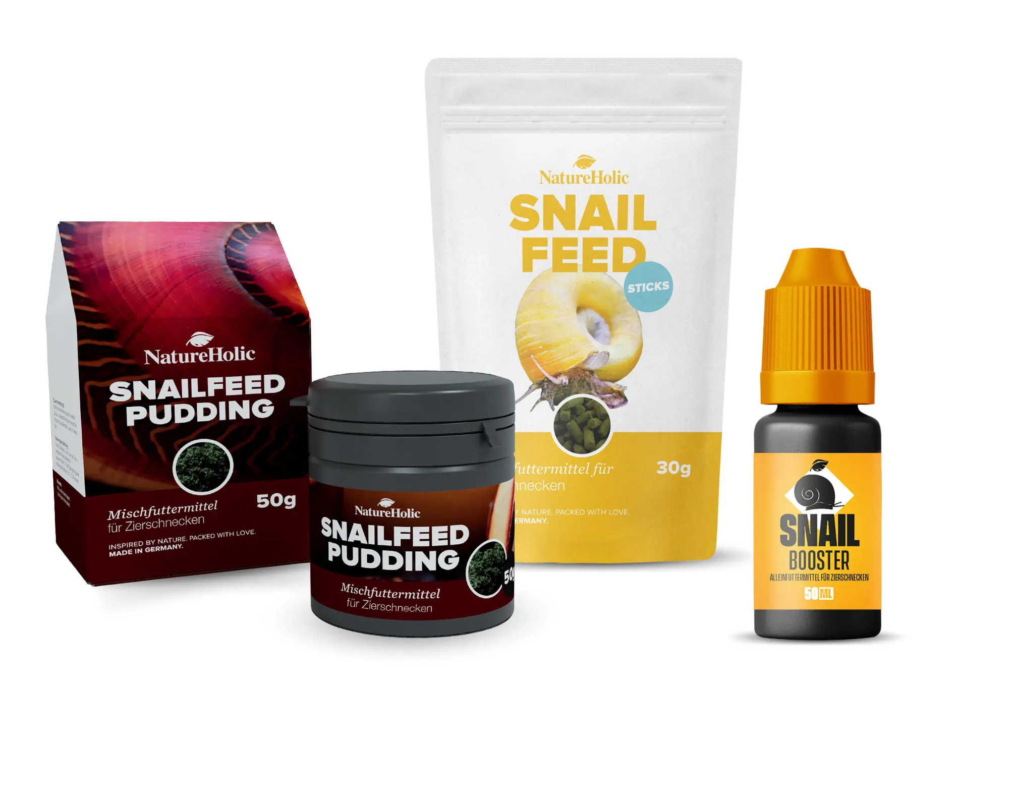 Pack de nourriture pour escargots NatureHolic - Snailfeed Sticks, Snailfeed Power-Paste, Snail BOOSTER 