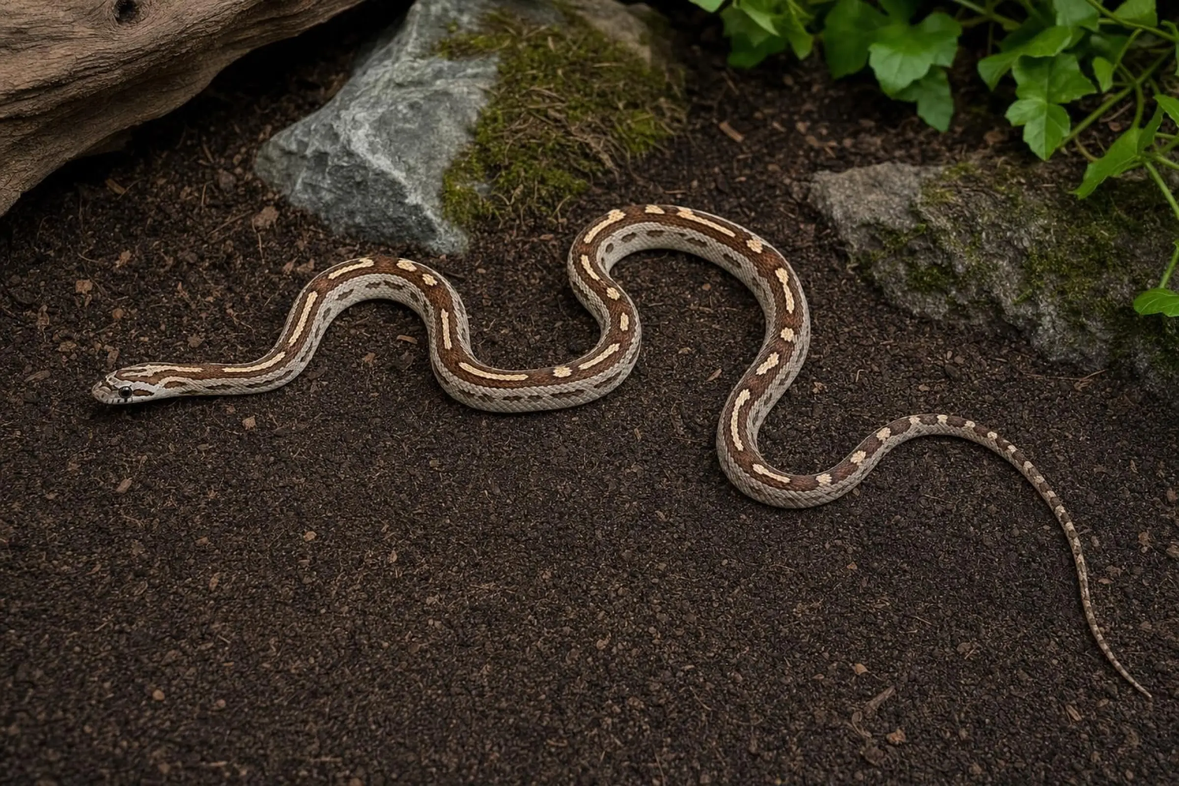 Couleuvre des blés Caramel Motley, Pantherophis guttatus