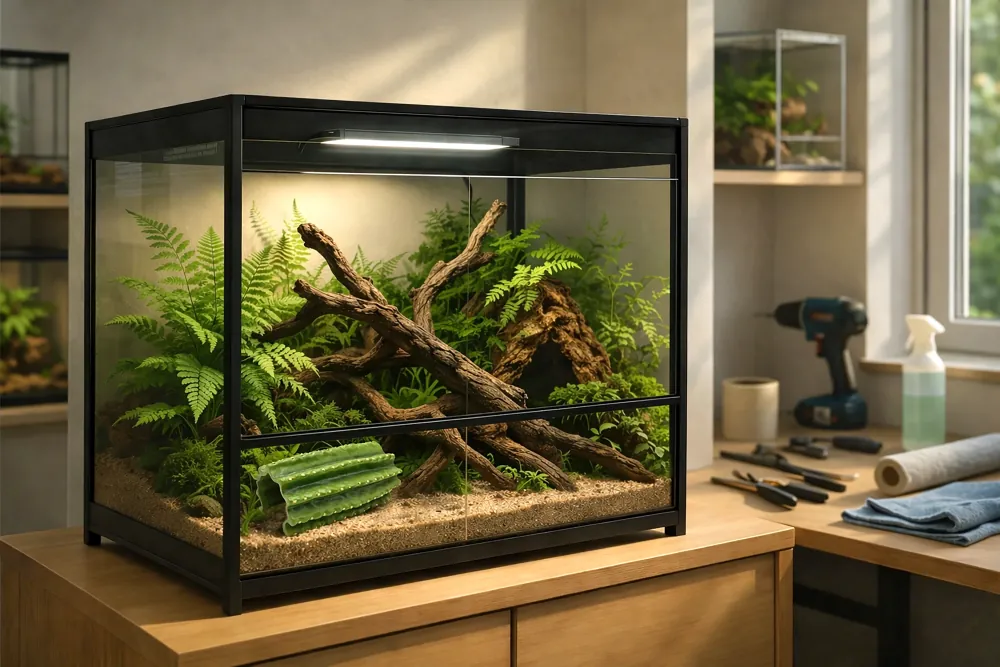 Hobby Cactus Tube 3: offene Kaktusröhre aus wasserneutralem Polyresin (24,5 × 16 × 12 cm) als Versteck, Durchgang und Kletterhilfe im Wüsten-/Trockenterrarium; gerippte Säulenkaktus-Optik mit angedeuteten Dornen