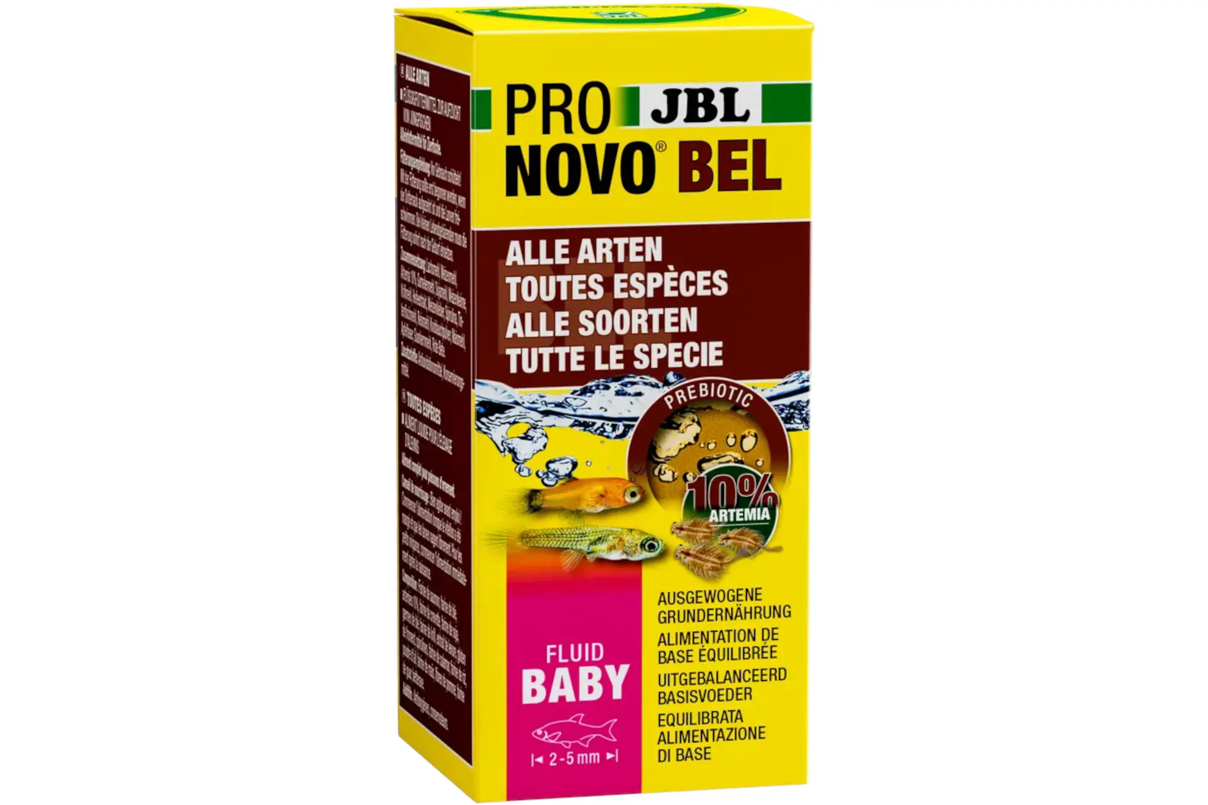 JBL ProNovo Bel Fluid Baby 50 ml Verpackung – flüssiges Aufzuchtfutter für Jungfische, ausgewogene Grundnahrung mit Prebiotikum und 10% Artemia, geeignet für kleine Aquariumfische