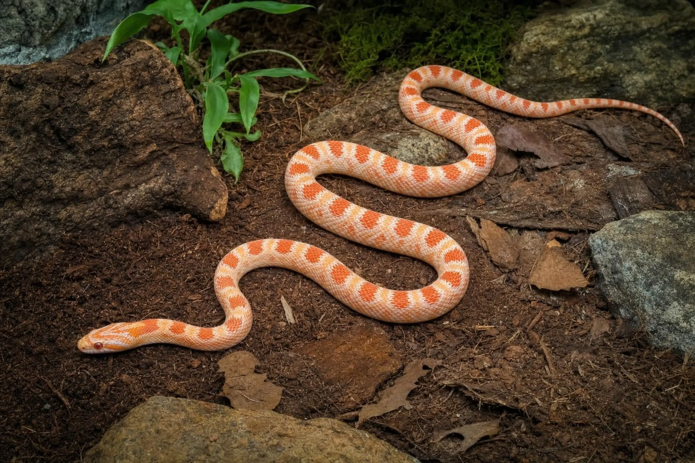 Serpent des blés albinos, Pantherophis guttatus