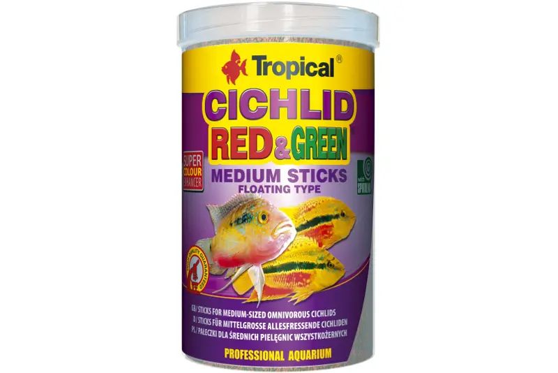 Tropical Cichlid Red & Green Medium Sticks, 1 litre