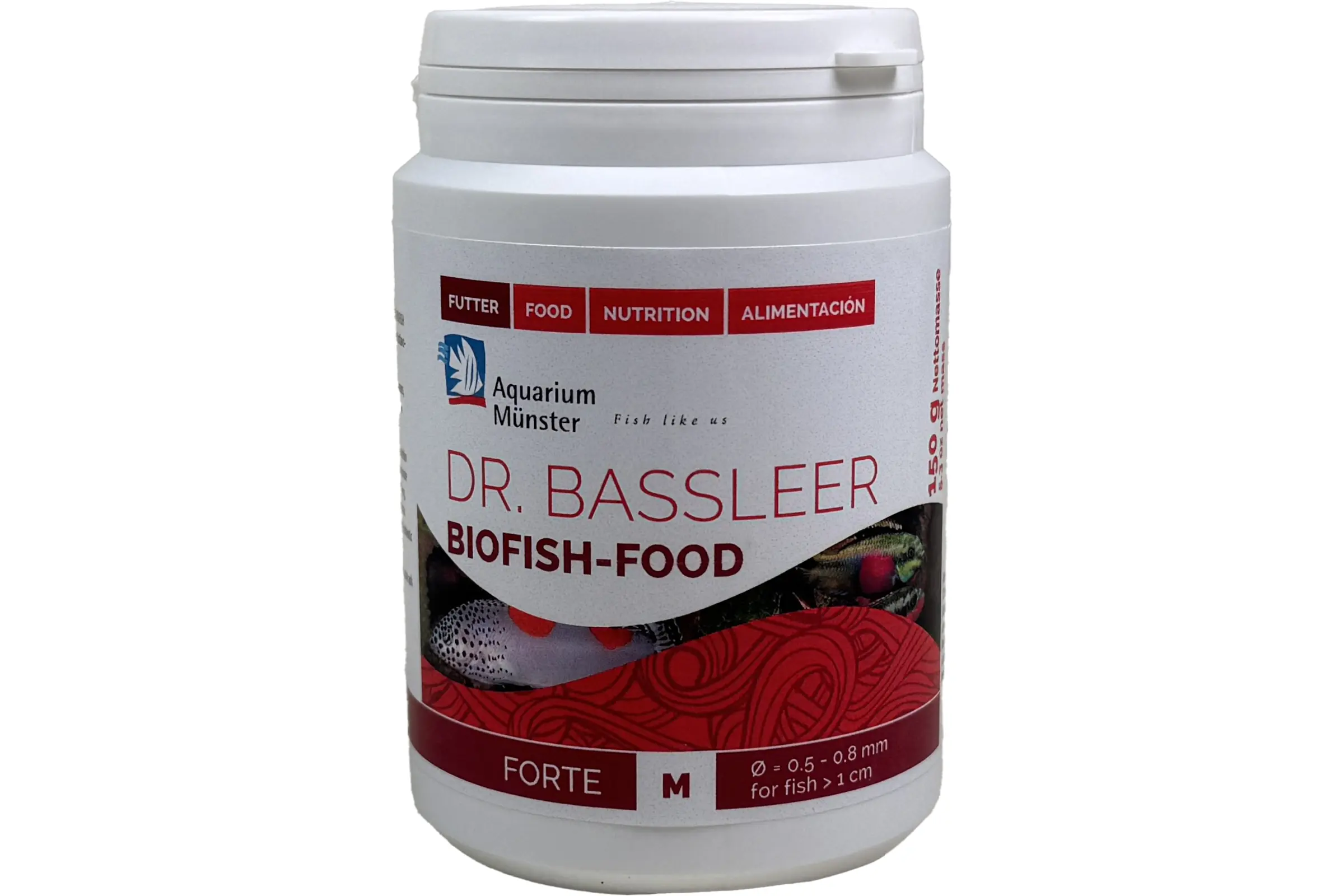 Dose mit Dr. Bassleer Biofish-Food Forte Fischfutter