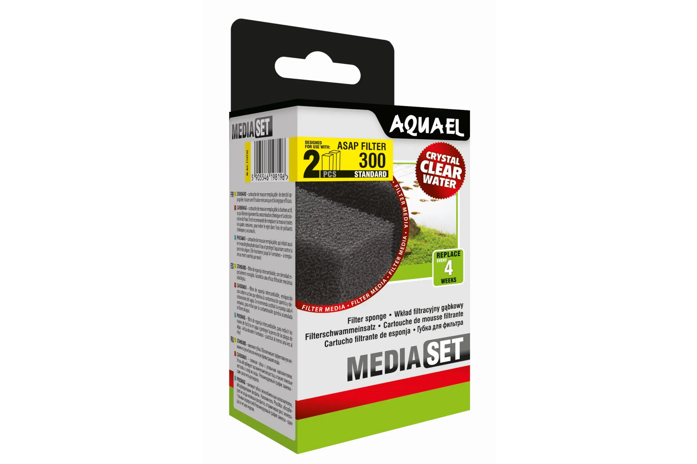 Mousse filtrante standard Aquael pour ASAP 300, filtre de rechange, 2 pièces