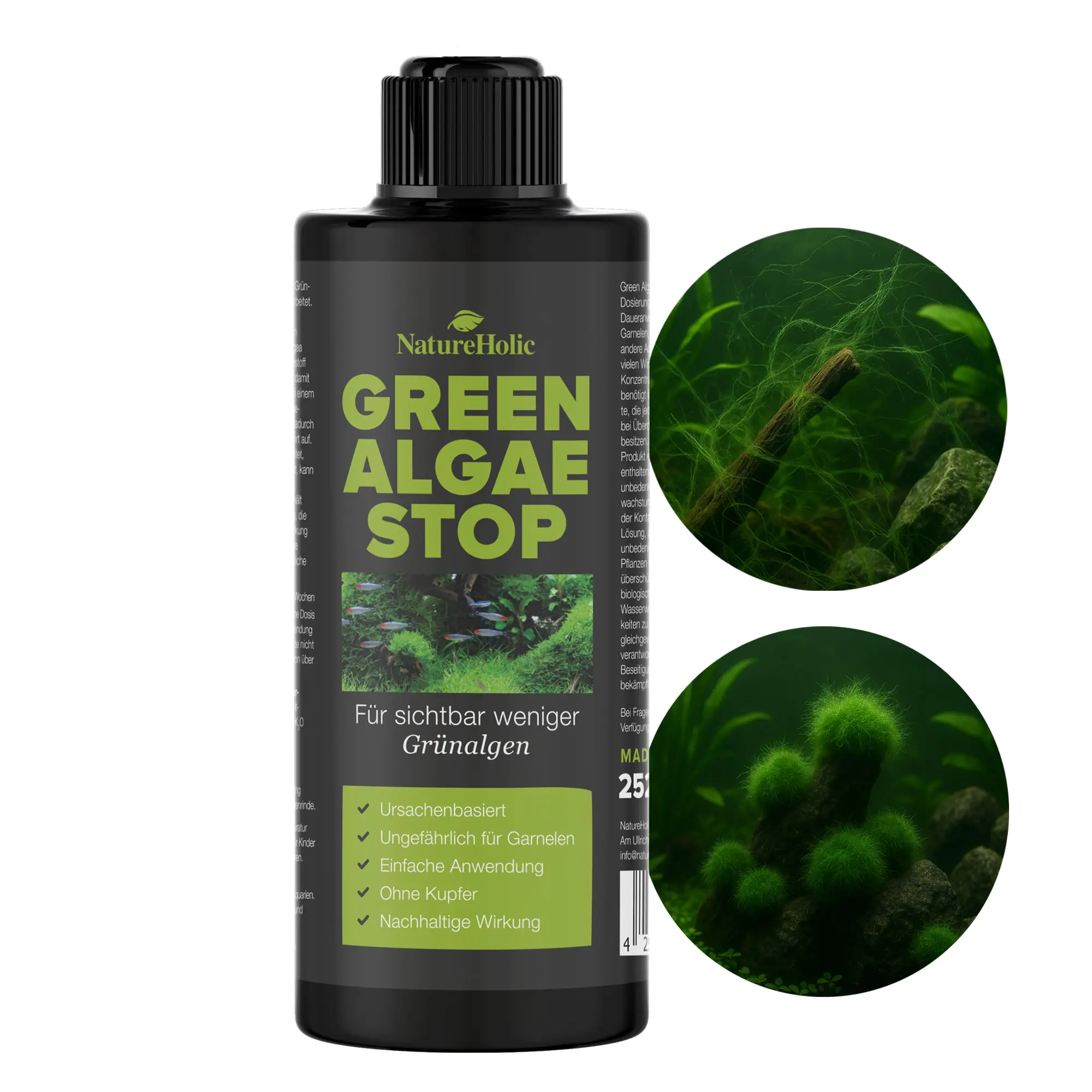 NatureHolic Green Algae Stop, éliminateur d’algues vertes, 250 ml
