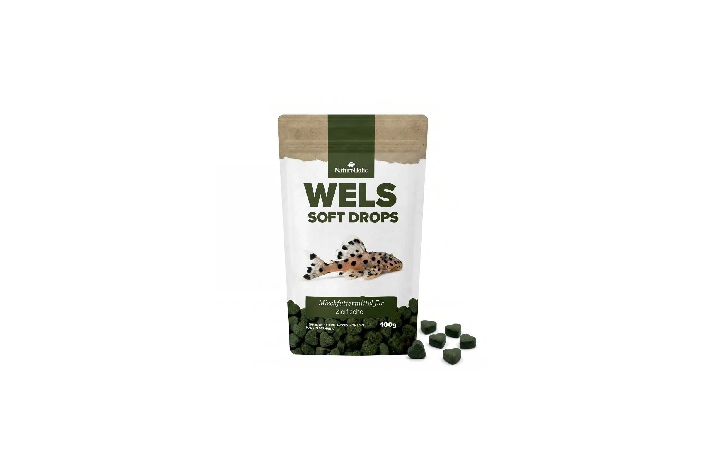 NatureHolic Wels Soft Drops – Nourriture souple pour poissons-chats – 100 g