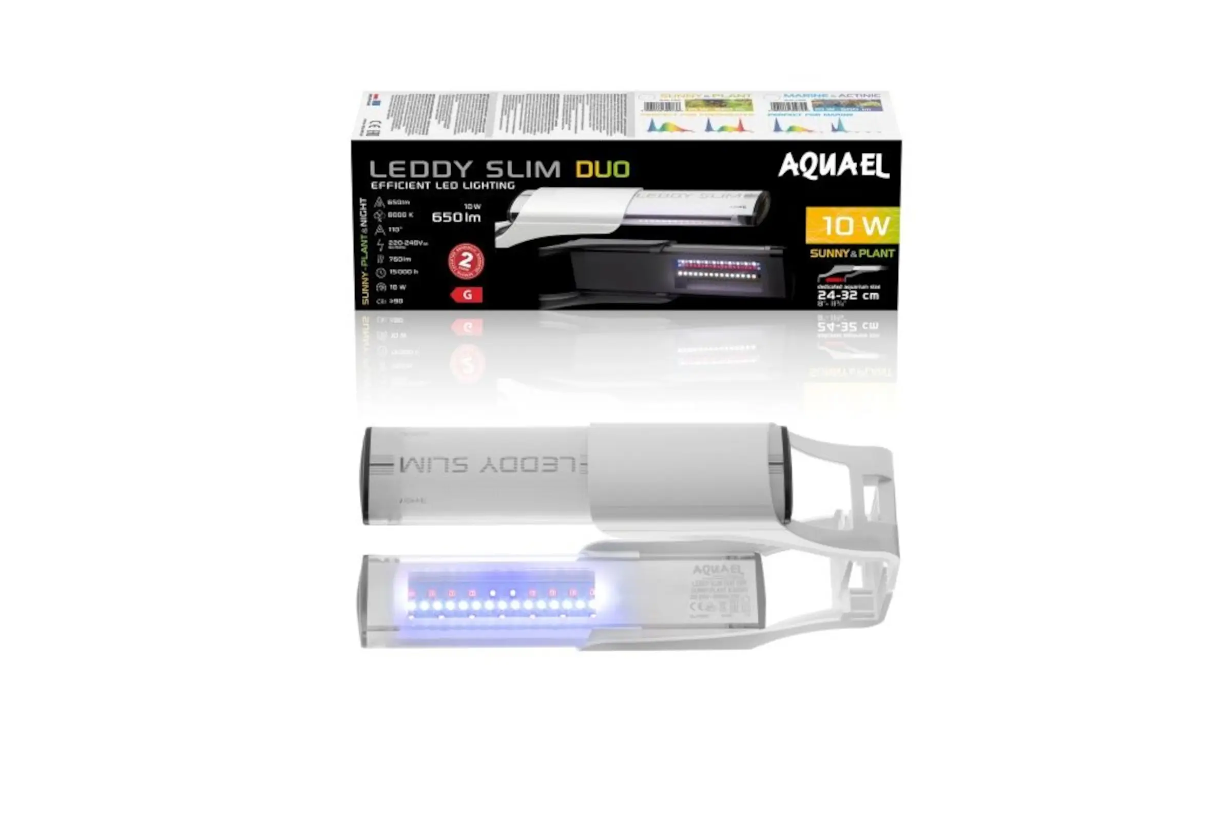 Aquael Leddy Slim Duo, Sunny Plant & Night 2.0, blanc, en 2 longueurs