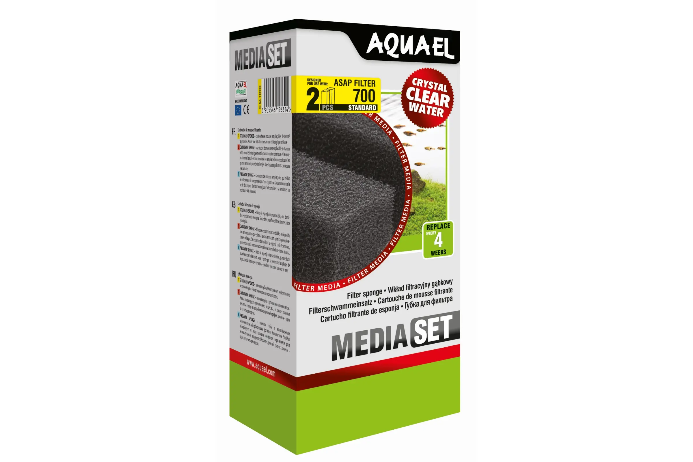 Éponge filtrante standard Aquael pour ASAP 700, filtre de rechange, 2 pièces