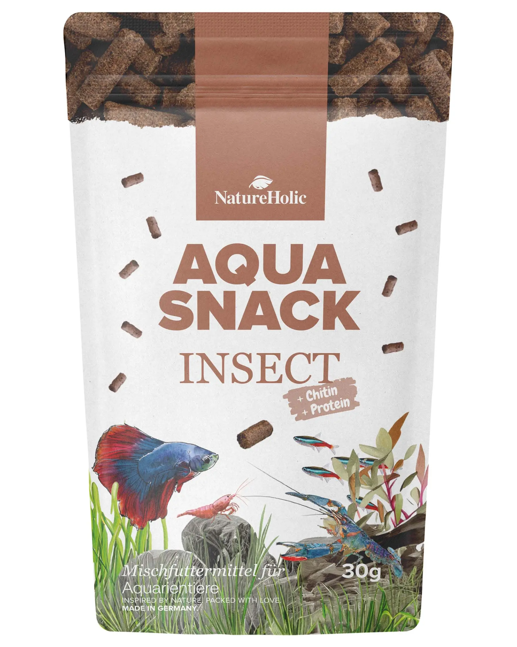 NatureHolic AquaSnack Insect Sticks, sticks alimentaires, 30 g