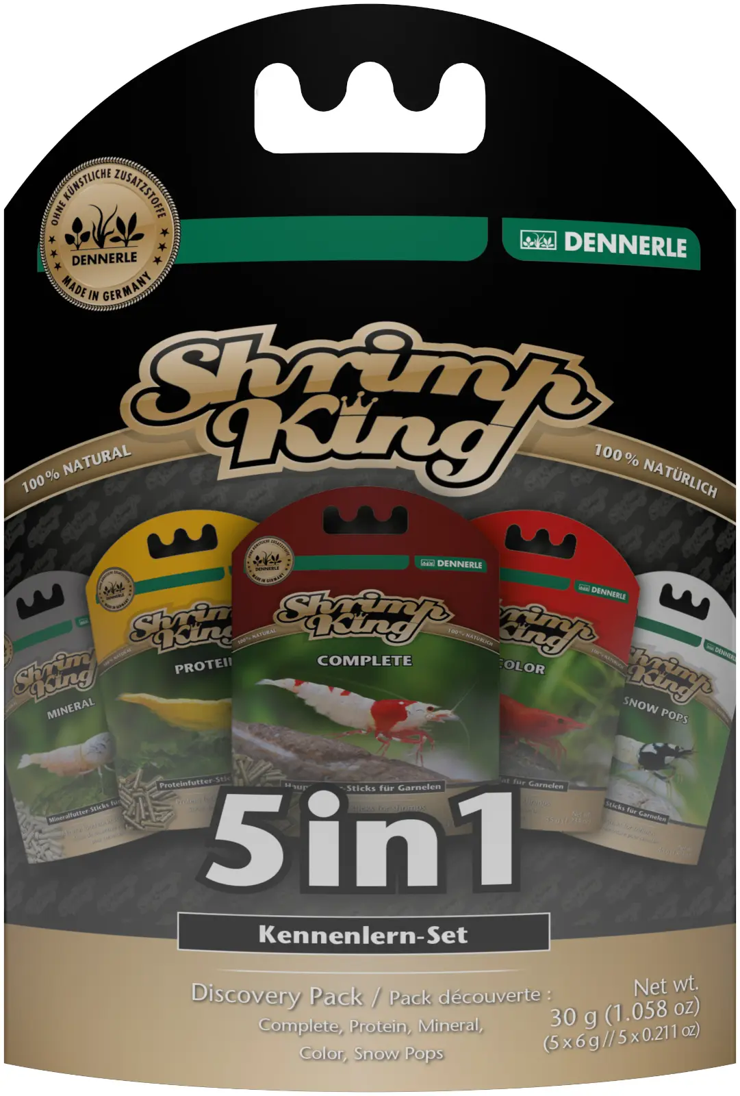 Dennerle Shrimp King 5 in 1, pack découverte, 5x 6 g