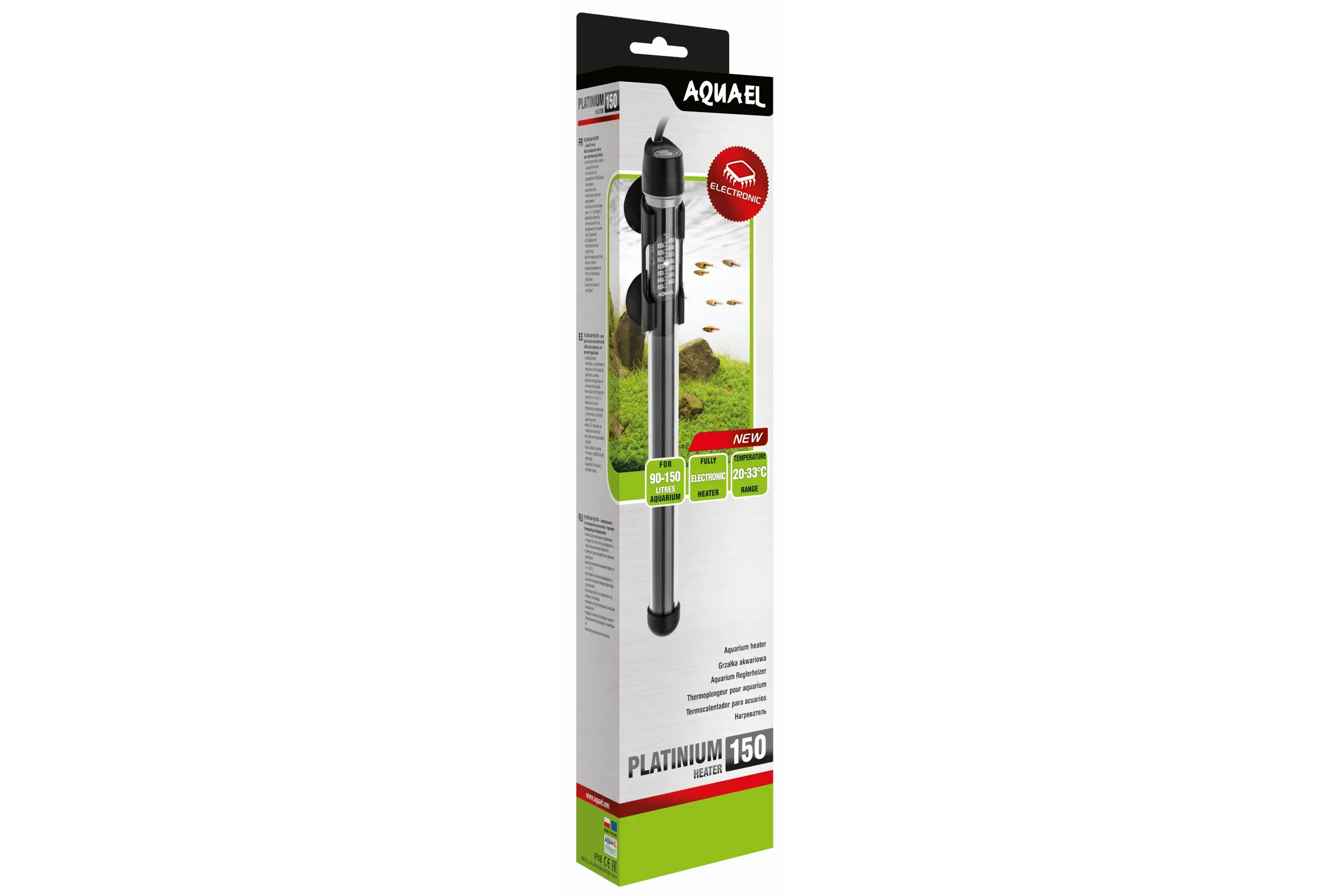 Aquael Platinium Heater, thermoplongeur en verre, 150 W