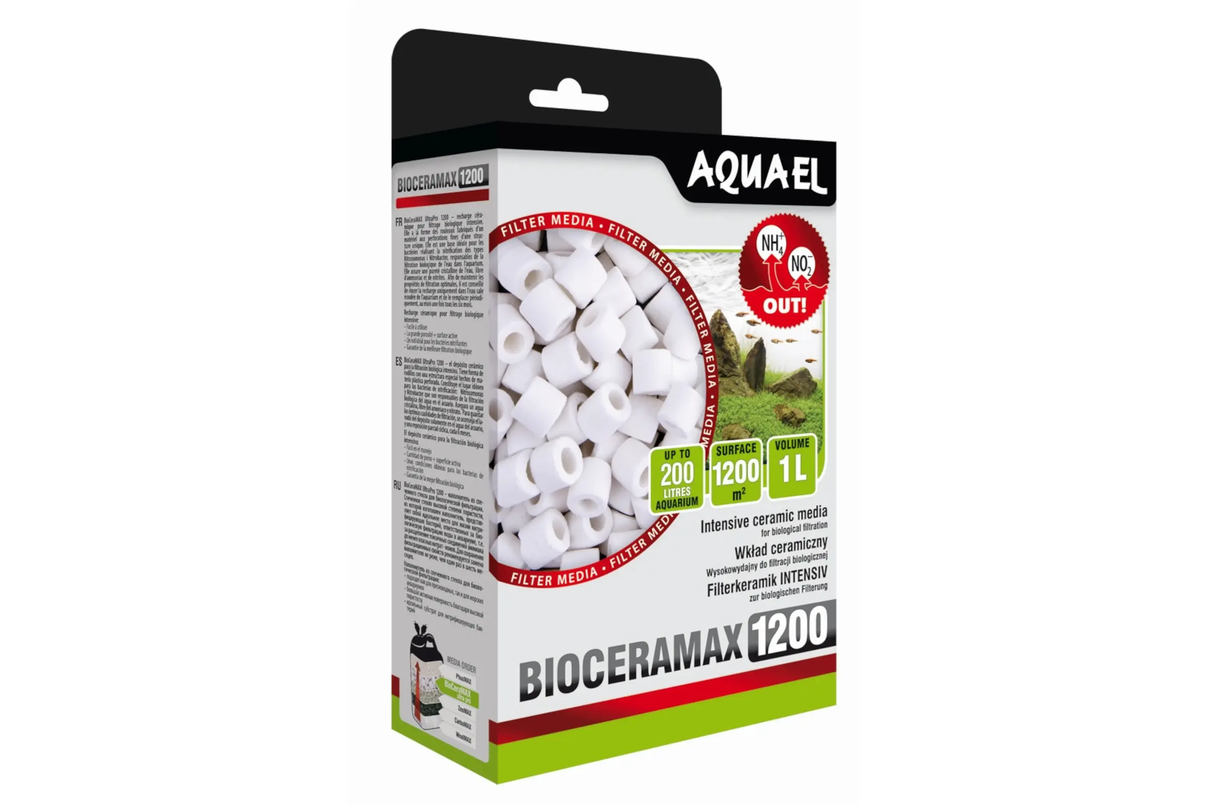Aquael média filtrant BioCeraMax 1200, granulés céramiques, 1000 ml