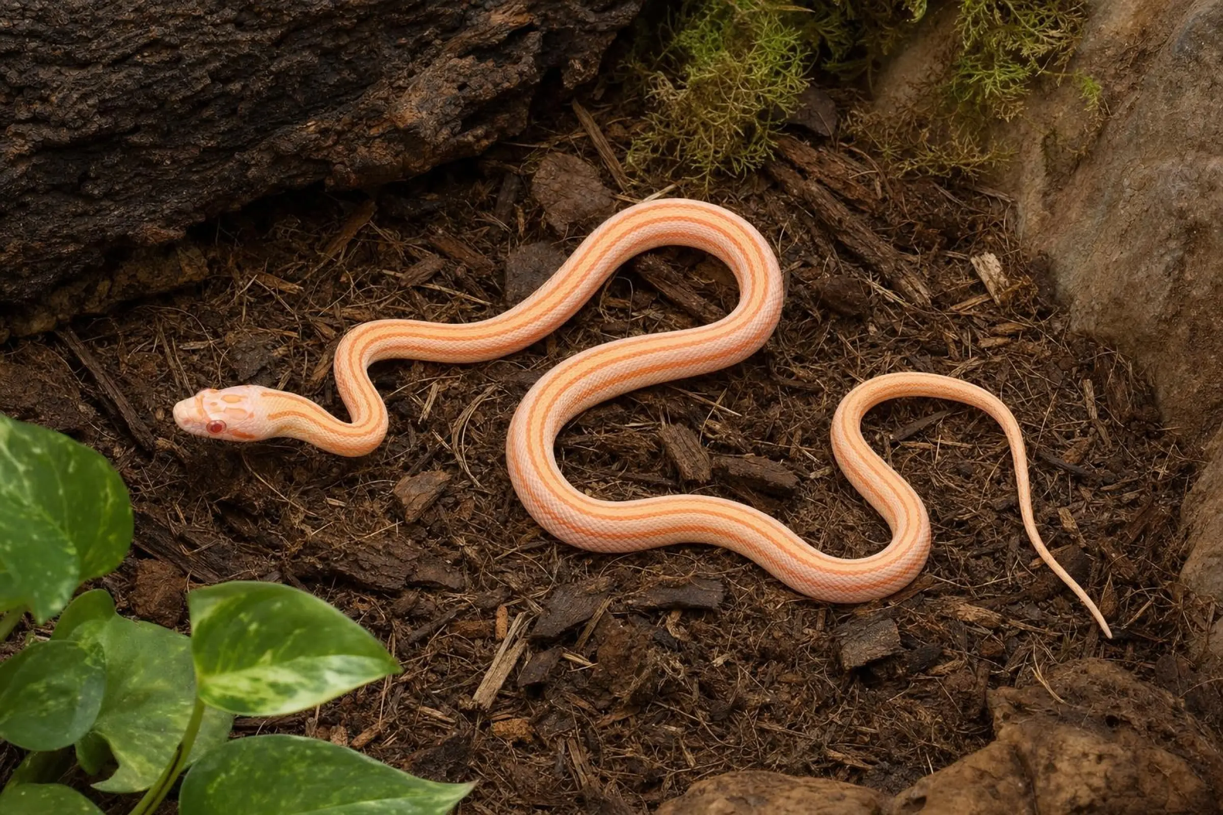 Serpent des blés Albino Stripe, Pantherophis guttatus