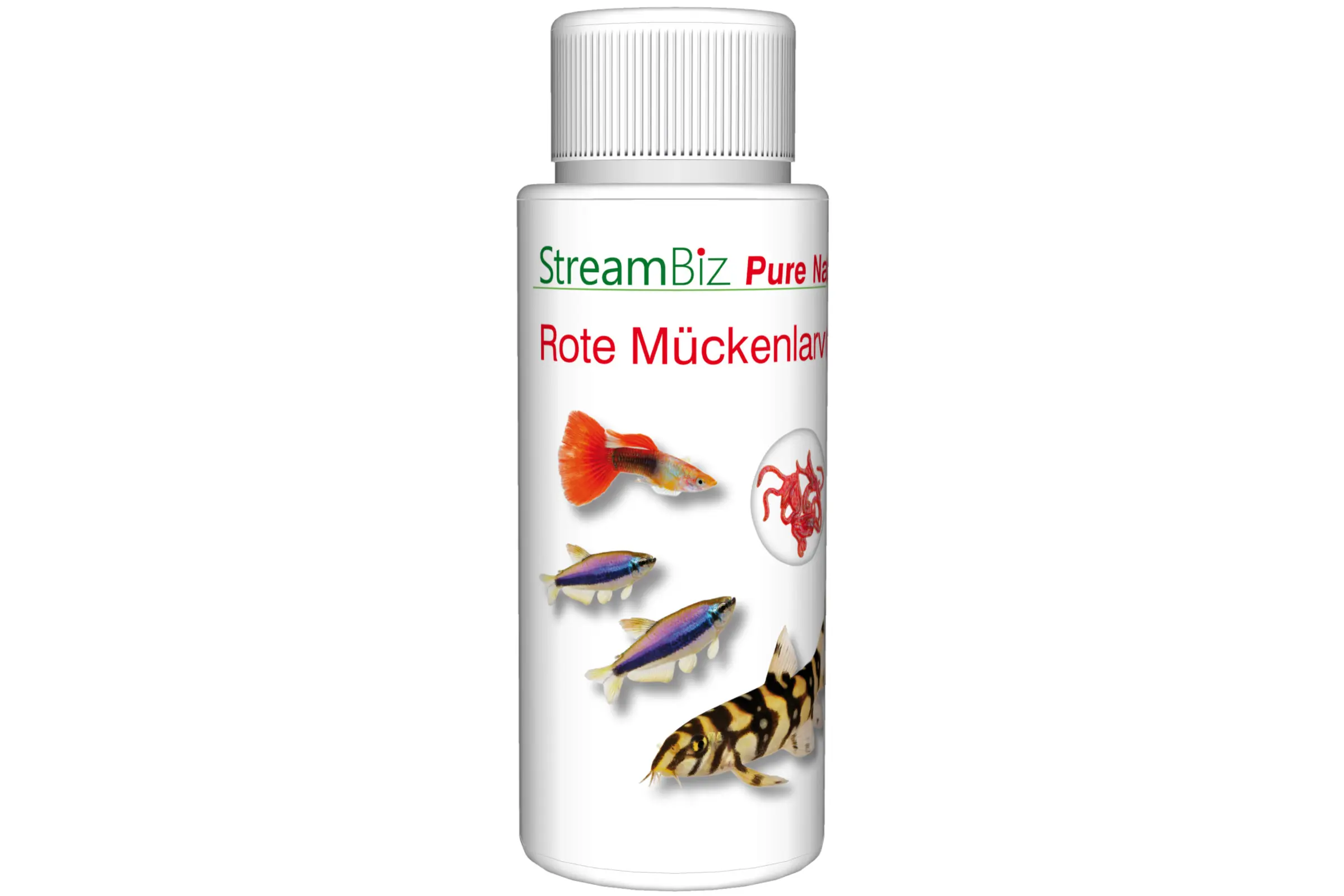 Produktbild: StreamBiz Pure Nature Rote Mückenlarven 100 ml, natürliches Proteinfutter in Gelee für Zierfische zur Förderung von Vitalität und Farbenpracht